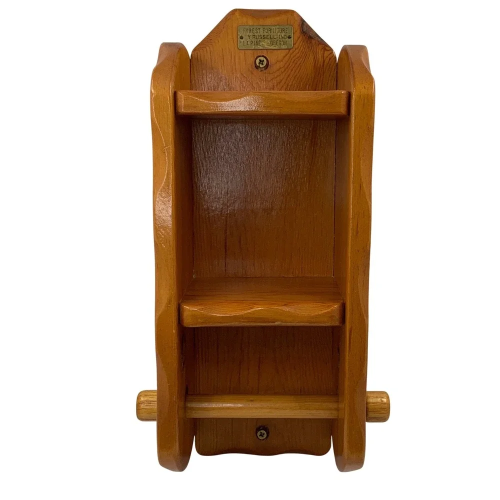 Vintage Forest Furniture Russell Ind Wood Wall‎ Shelf Spindle Brown 16in
